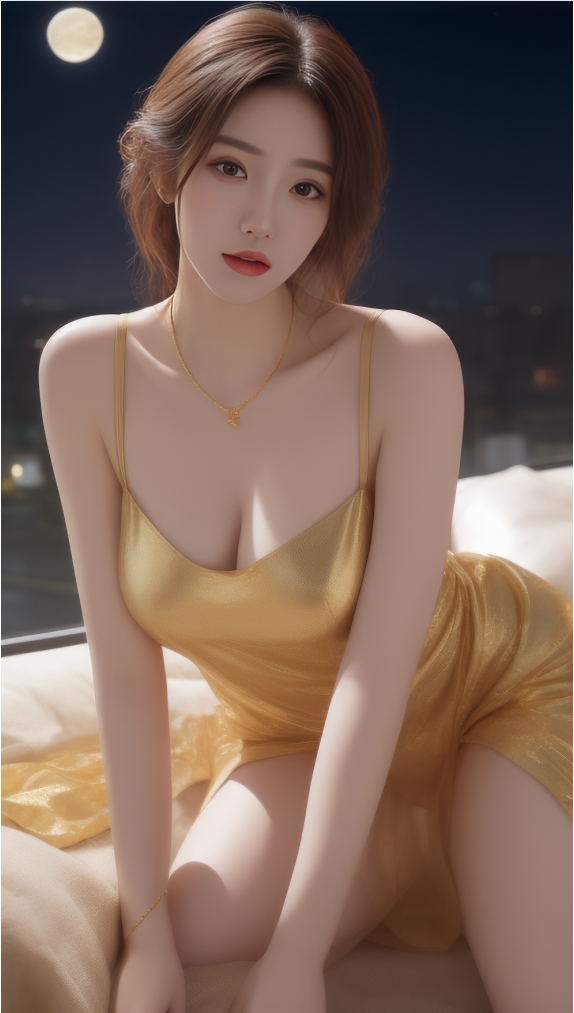 AI美女丨月夜晚礼服的穿搭